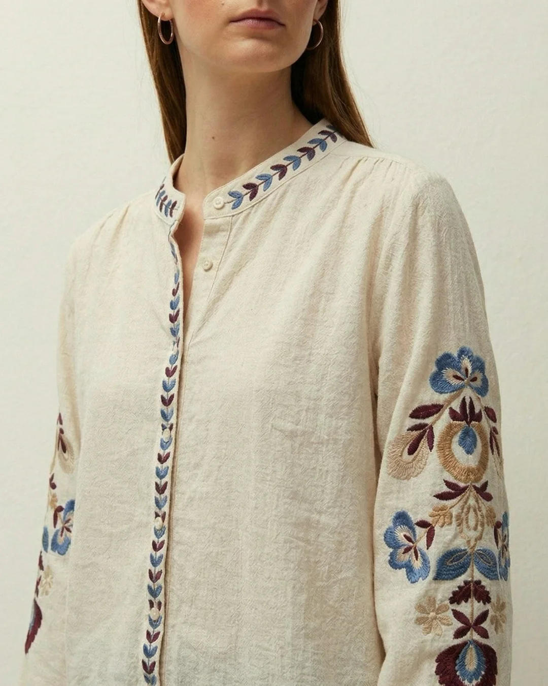Camisa bordada cuello mao - Image 4