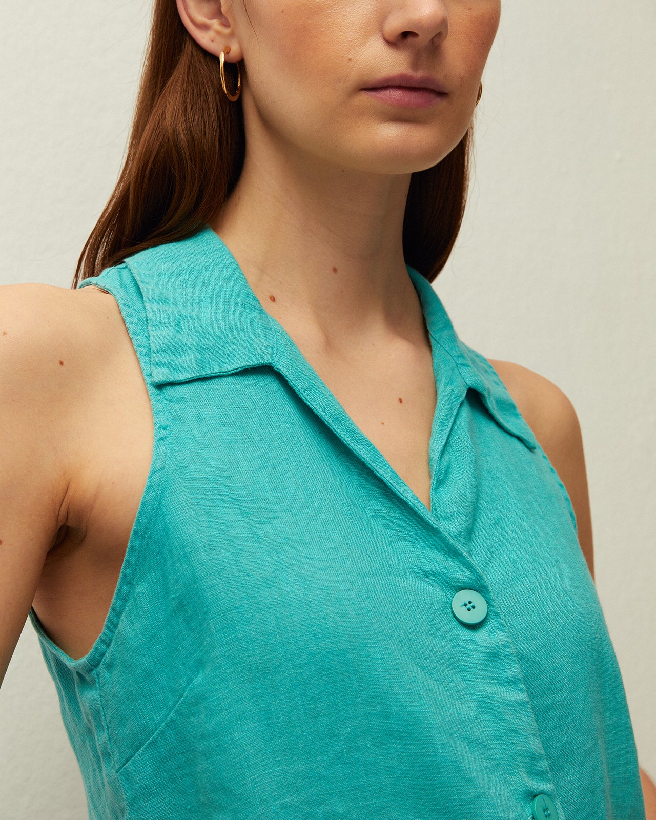 Chaleco lino cuello camisero - Image 4