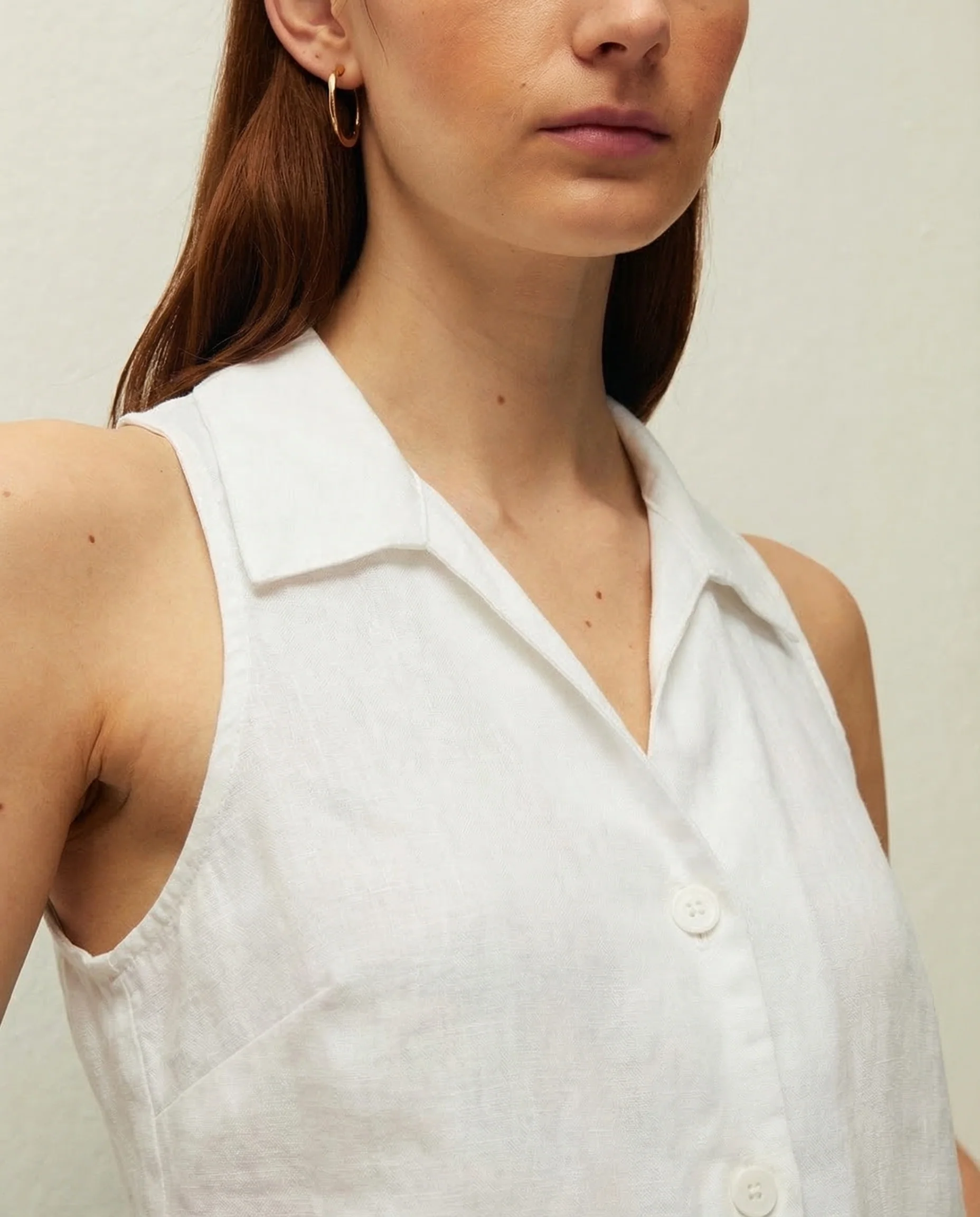 Chaleco lino cuello camisero - Image 4
