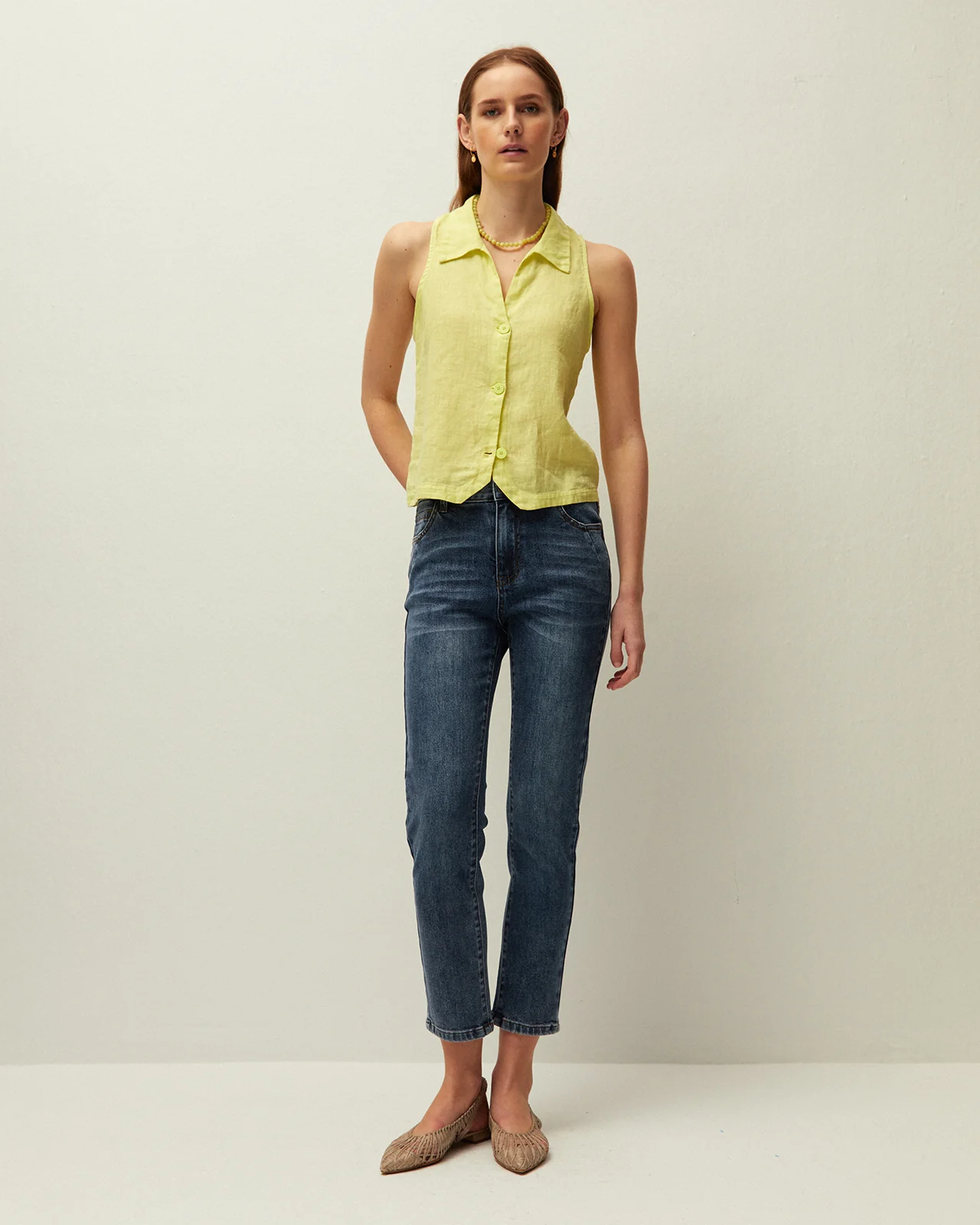 Chaleco lino cuello camisero - Image 3