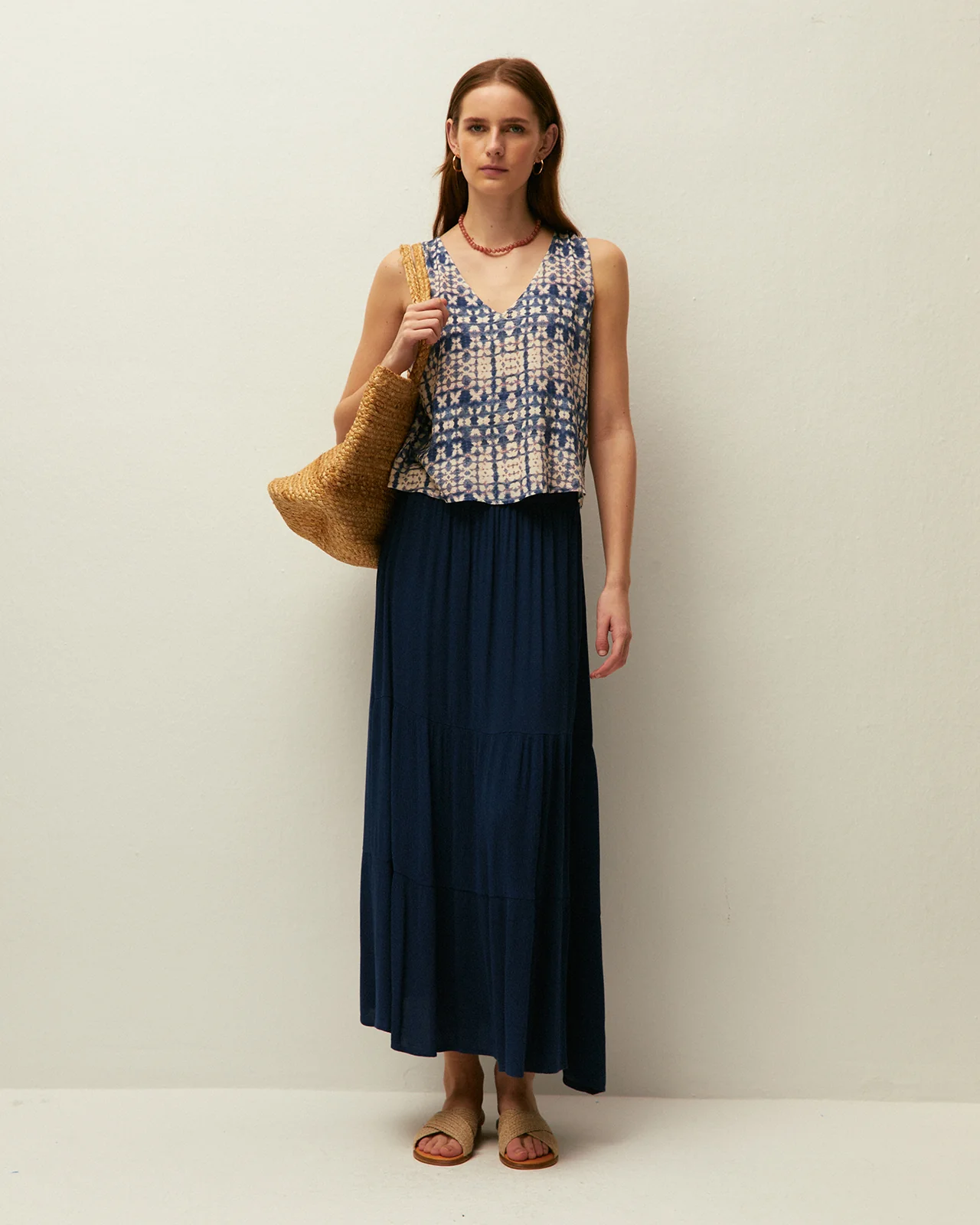 Falda midi bambula