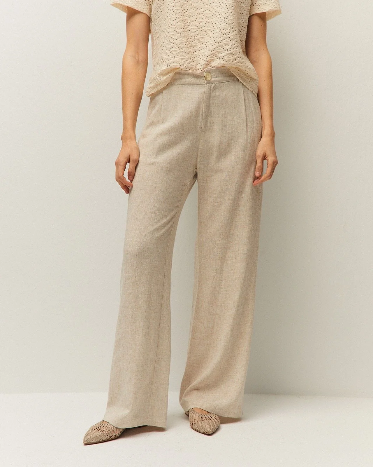 Pantalón lino con botón - Image 3