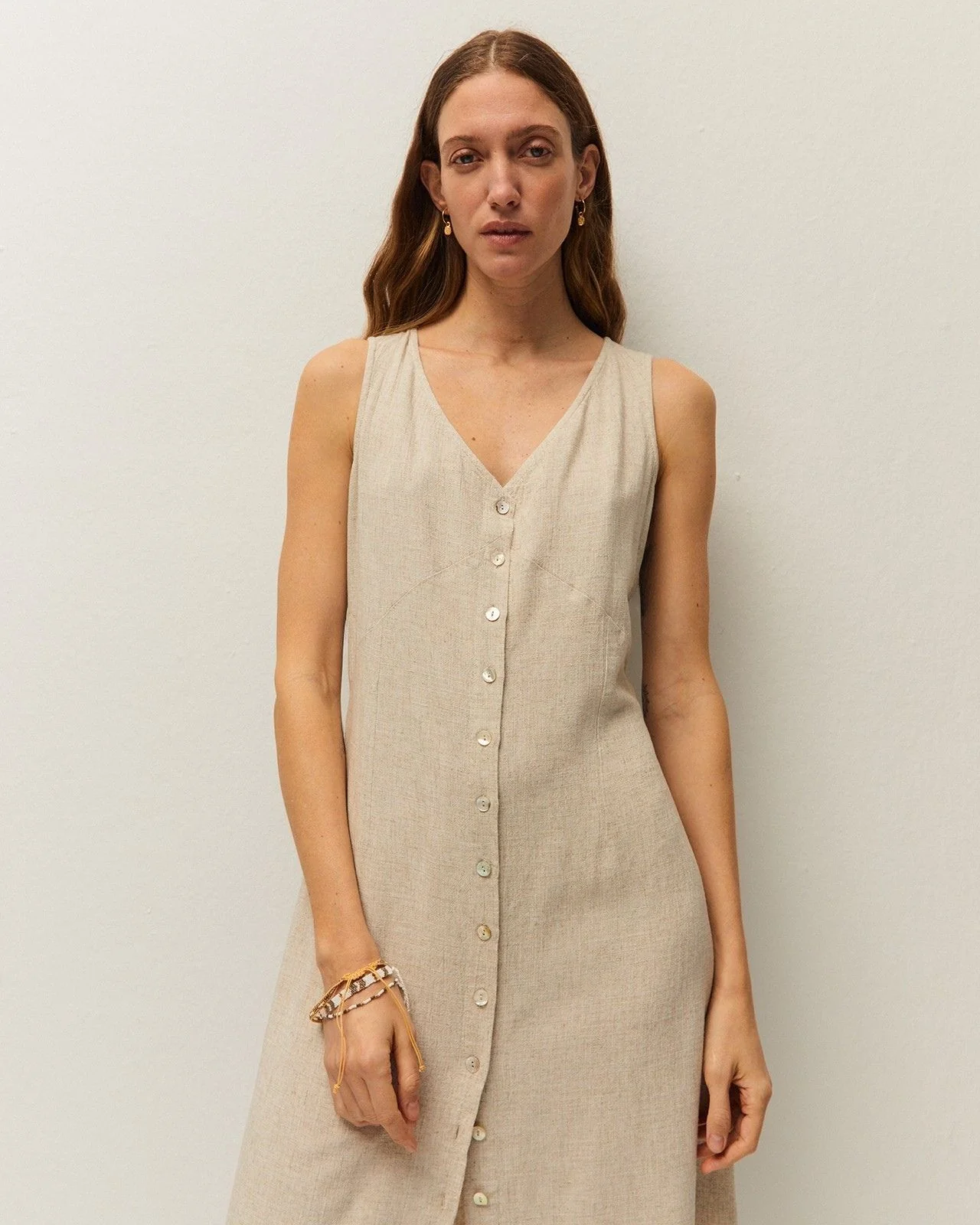 Vestido abotonado lino - Image 4