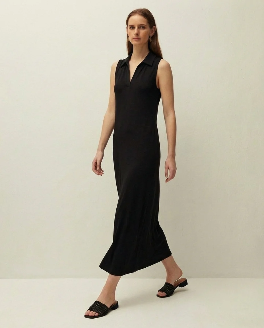 Vestido midi cuello polo - Image 3